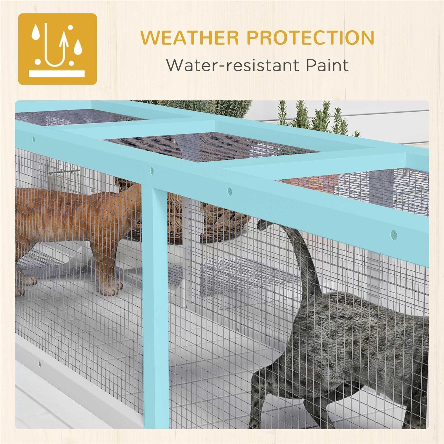 PawHut 59 Long Cat Tunnel with Extendable Design Wooden Outdoor Cat Tunnel House with Weather Protection - Pet Supplies online store