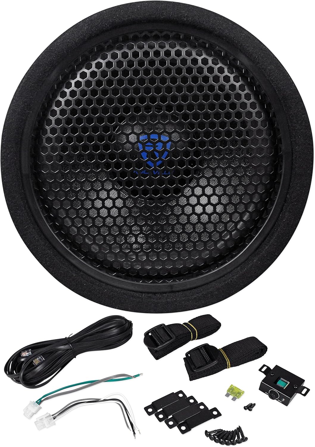 Rockville RTB10A 10" 500w Powered Subwoofer Bass Tube+Bass Remote + Amp Kit