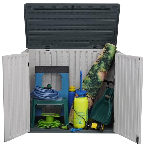 Vertical Resin Storage Shed, 60 Cuft Garden Tool Sheds & Outdoor Storage, Plastic Outdoor Storage Cabinet Waterproof, 4.5 x 2.3 ft Backyard Outside Lawn Mower Storage Shed, White