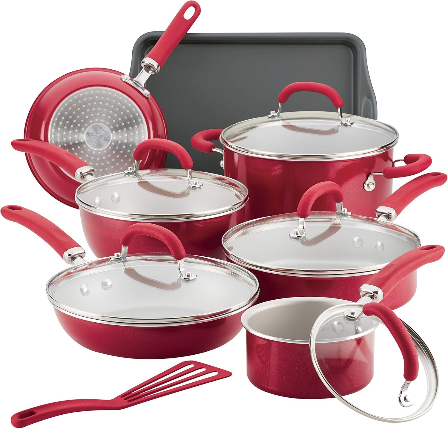 Rachael Ray Create Delicious Nonstick Cookware Pots and Pans Set, 13 Piece, Teal Shimmer