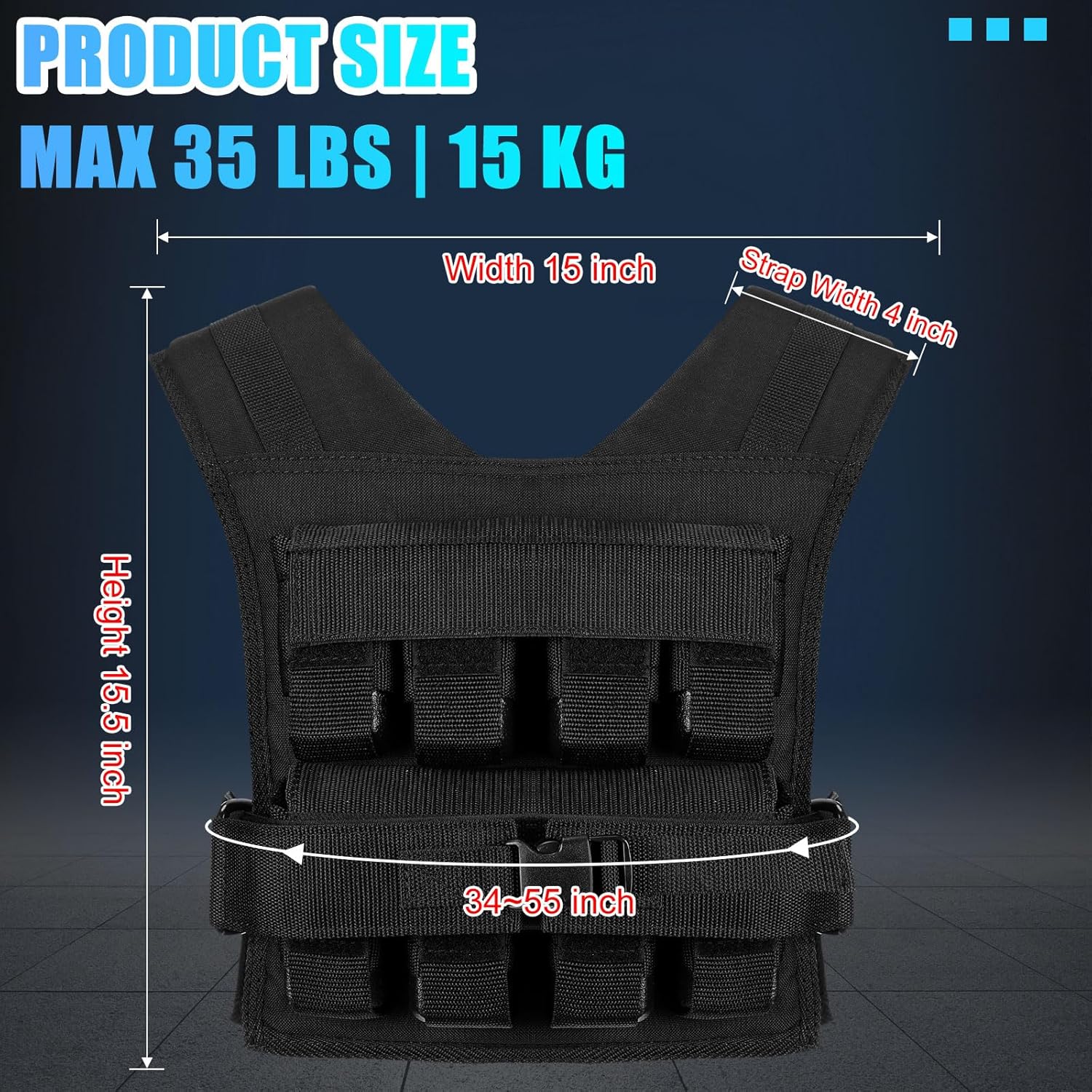 35lbs Weighted Vest Adjustable Weighted Vest for Men Workout Vest with Iron Weights Weighted Vest for Strength Training Running Exercise Fitness Muscle Building Weight Loss Slim Design