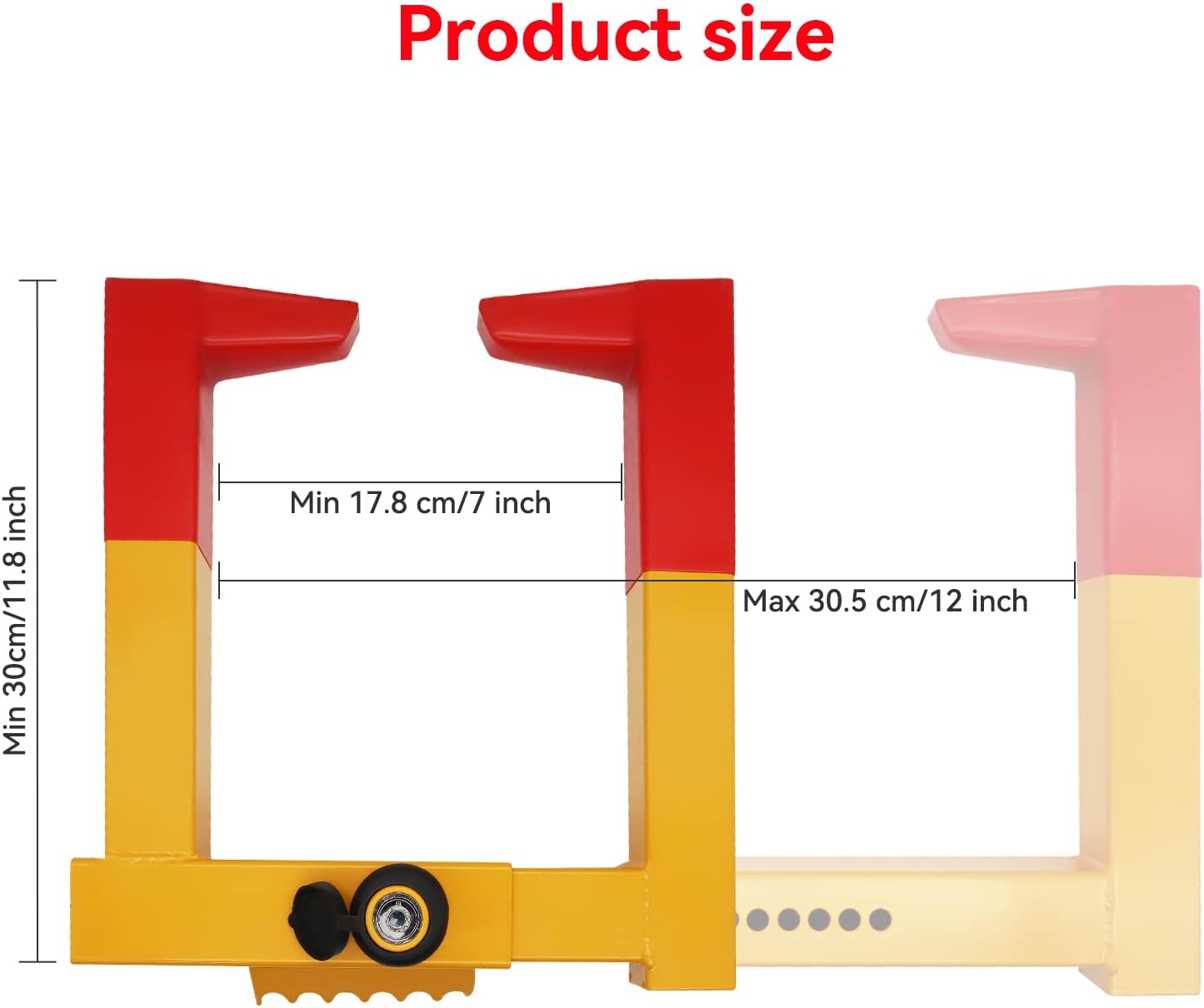 DIWANGUS Wheel Clamp Lock Universal Security Tire Lock Adjustable Anti Theft Lock Heavy Duty Trailer Lock Wheel Clamp for Most Cars SUV Motorcycle (2PCS)