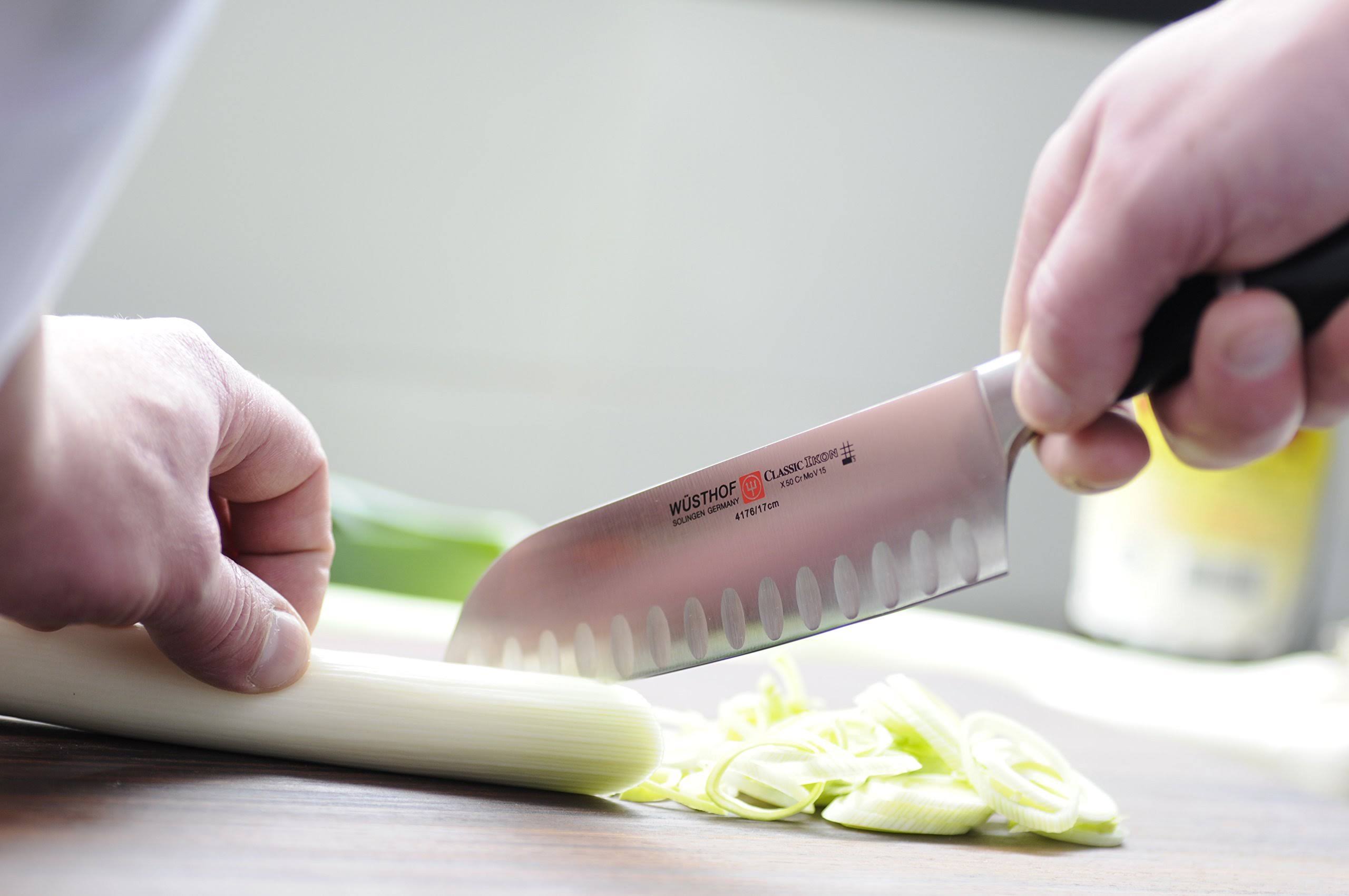 Wusthof WU4176 Classic Ikon 7-Inch Santoku Hollow Edge Black