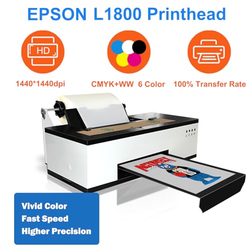 DTF Printer Machine - with XP600 Printhead, Faster Speed Higher Resolution 5760 * 1440dpi, T Shirt Printer DTF Transfer Machine with Roll Feeder, White Ink Mixing System (L8050)