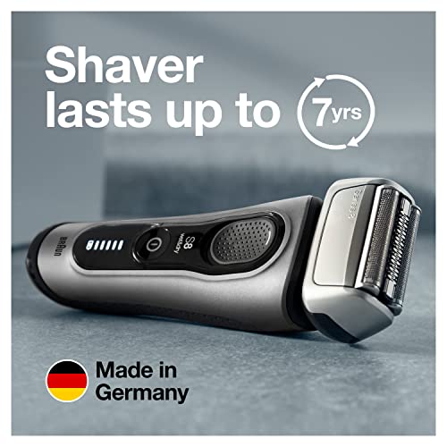 Braun Electric Razor for Men, Series 8 8457cc Electric Foil Shaver with Precision Beard Trimmer, Cleaning & Charging SmartCare Center, Galvano Silver