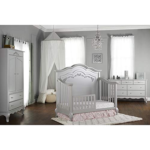 Evolur Aurora 5-in-1 Convertible Crib in Frost, Greenguard Gold Certified, Features 3 Mattress Height Settings, Sturdy and Spacious Baby Crib, Wooden Furniture
