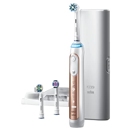 Oral-B 7500 Electric Toothbrush, Rose Gold with 4 Brush Heads and Travel Case - Visible Pressure Sensor to Protect Gums - 5 Cleaning Modes - 2 Minute Timer