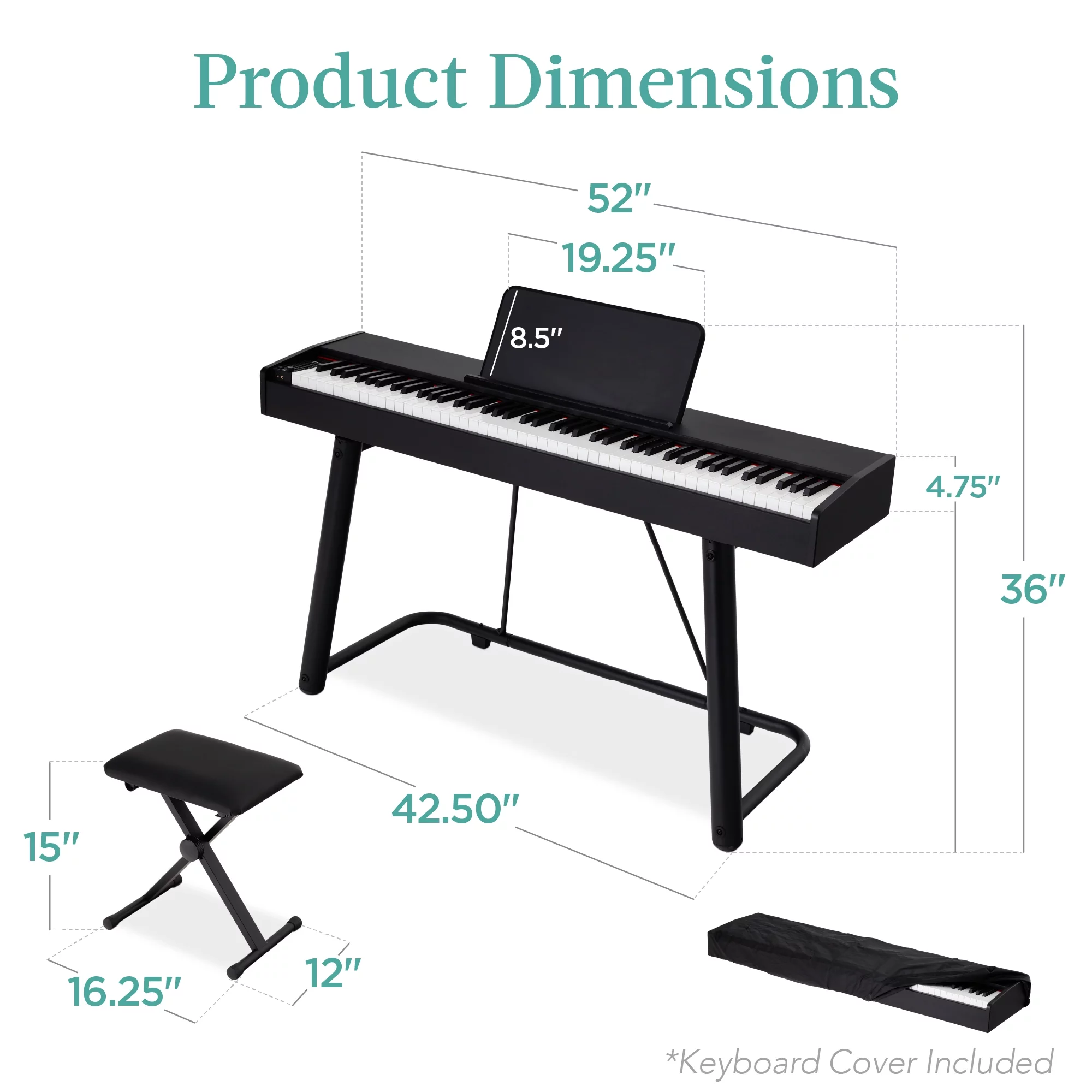 Best Choice Products 88-Key Weighted Full Size Digital Piano Set w/ U-Stand, 3 Sustain Pedal Unit, Stool, Cover