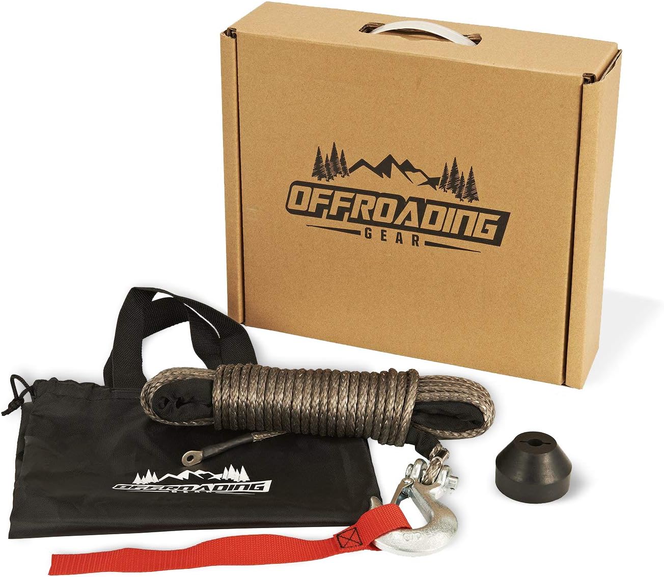 50'x3/16” Synthetic Winch Rope Kit | Replacement for Wire Cable | Jeep/ATV/Quad | Free Snap Hook & Stopper