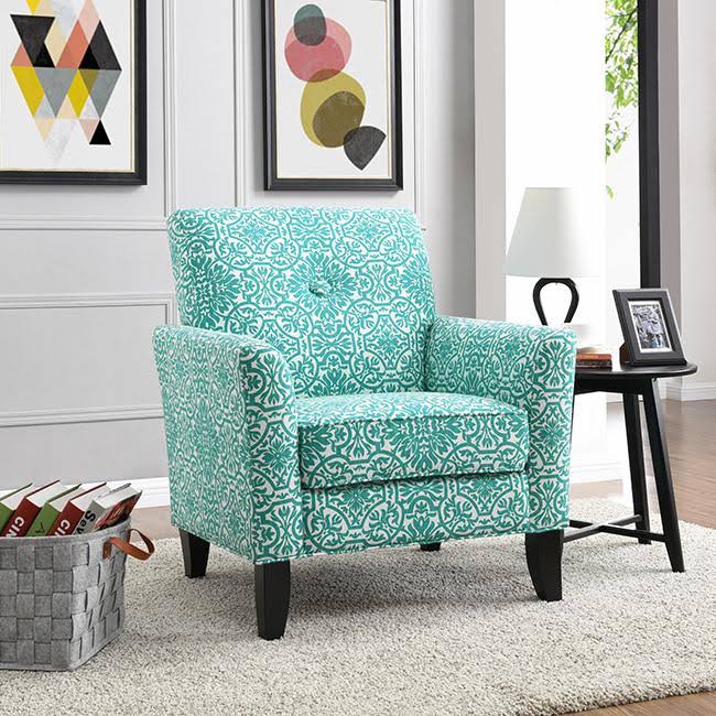 Domesis Button Tufted Arm Chair Gold Damask