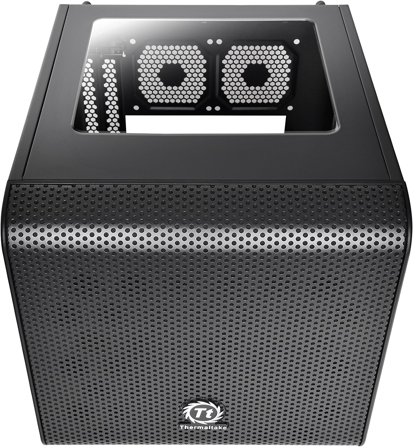 Thermaltake Core V1 SPCC Mini ITX Cube Gaming Computer Case Chassis, Interchangeable Side Panels, Black Edition, CA-1B8-00S1WN-00