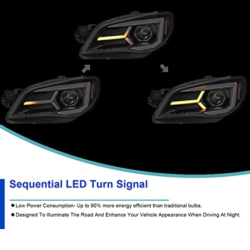 SPEC-D TUNING Black Housing Clear Lens Projector Headlights w/LED Sequential Turn Signal Compatible with 2006-2007 Subaru Impreza WRX/STI Models Only, Left + Right Pair Headlamp Assembly