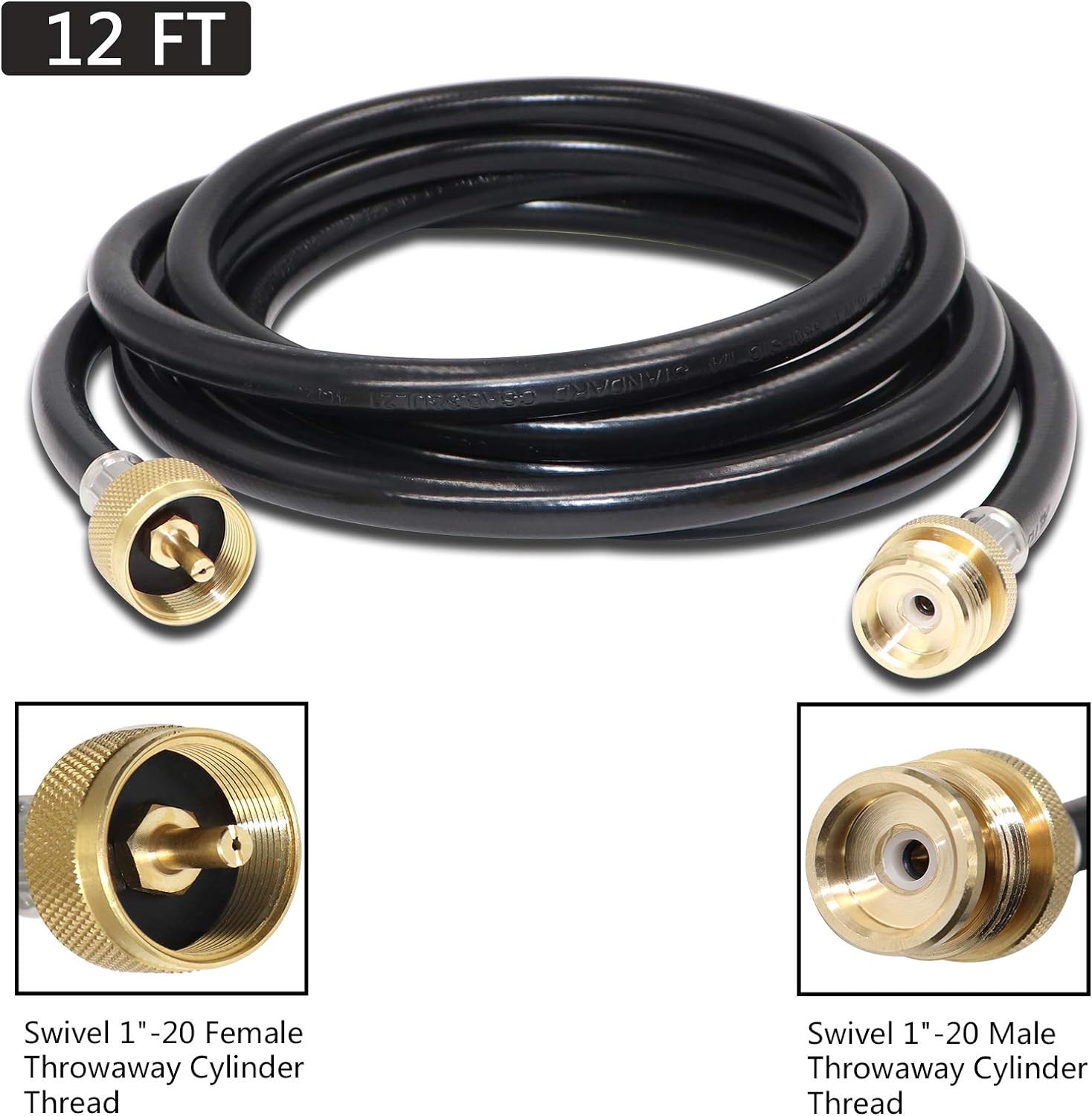 New Upgraded Propane Brass Tee Adapter Kit 4-Port Propane Brass Tee 5ft and 12ft Hoses Allows for Connection Between Auxiliary Propane Cylinder and Propane Appliances for Motorhomes Tank RV Camping