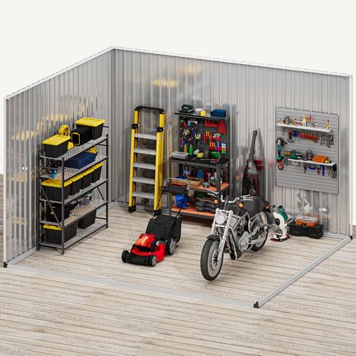 DWVO 10x8 FT Outdoor Storage Shed - Spacious Garden Tool Shed with Lockable Door - Durable Metal Yard Shed for Garden, Patio, and Backyard (Dark Gray)