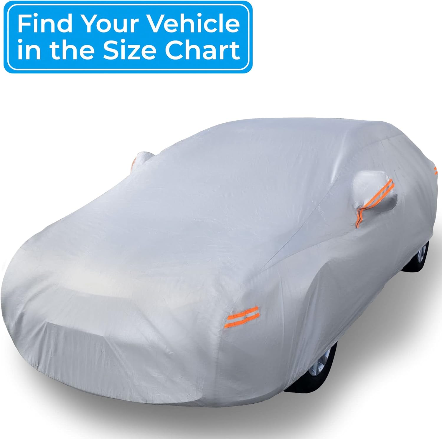 EzyShade 10-Layer Waterproof Car Cover. See Vehicle Size-Chart for Accurate Fit. All Weather Full Exterior Outdoor Covers for SUV MPV Jeep. Sun UV Rain Snow Wind Protection. Size S3 (See Size Chart)