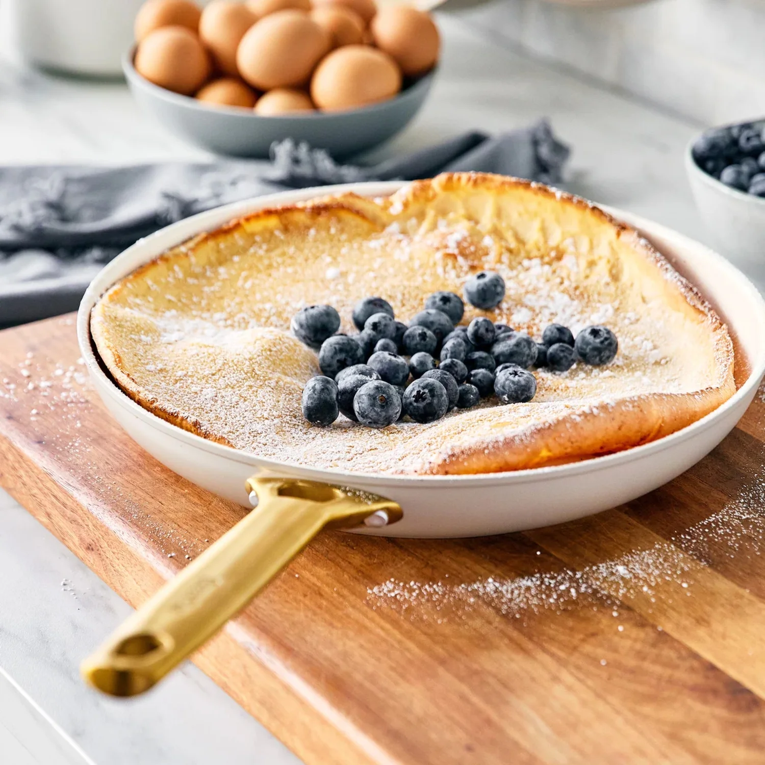 GreenPan Reserve Ceramic Nonstick 8", 10" and 12" Frypan Set | Taupe with Gold-Tone Handles
