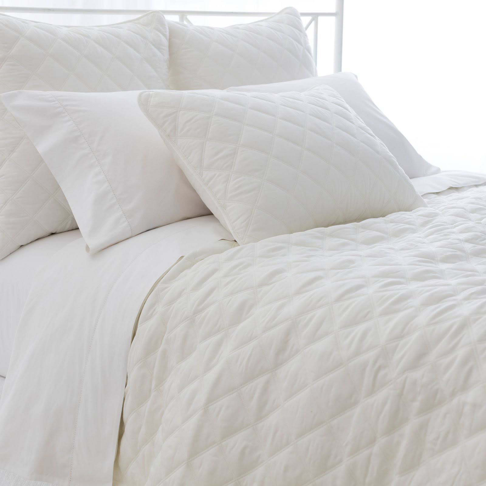 Pine Cone Hill - Quilted Silken Solid Ivory Coverlet - Twin