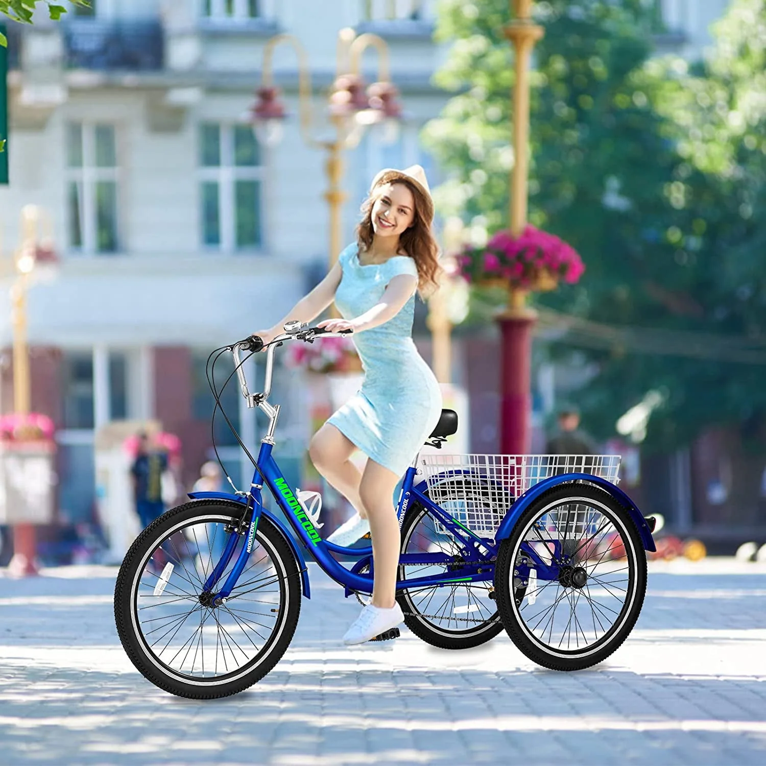 FICISOG 26 Adult Tricycle, 3 Wheel 7 Speed Bikes,450lbs Capacity Cruise Trike with Shopping Basket