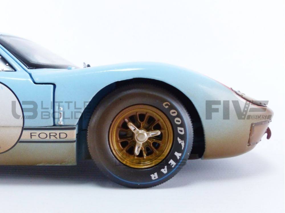 1966 Ford GT-40 MK II #1 Light Blue (Dirty Version) 1/18 Diecast Model Car by Shelby Collectibles