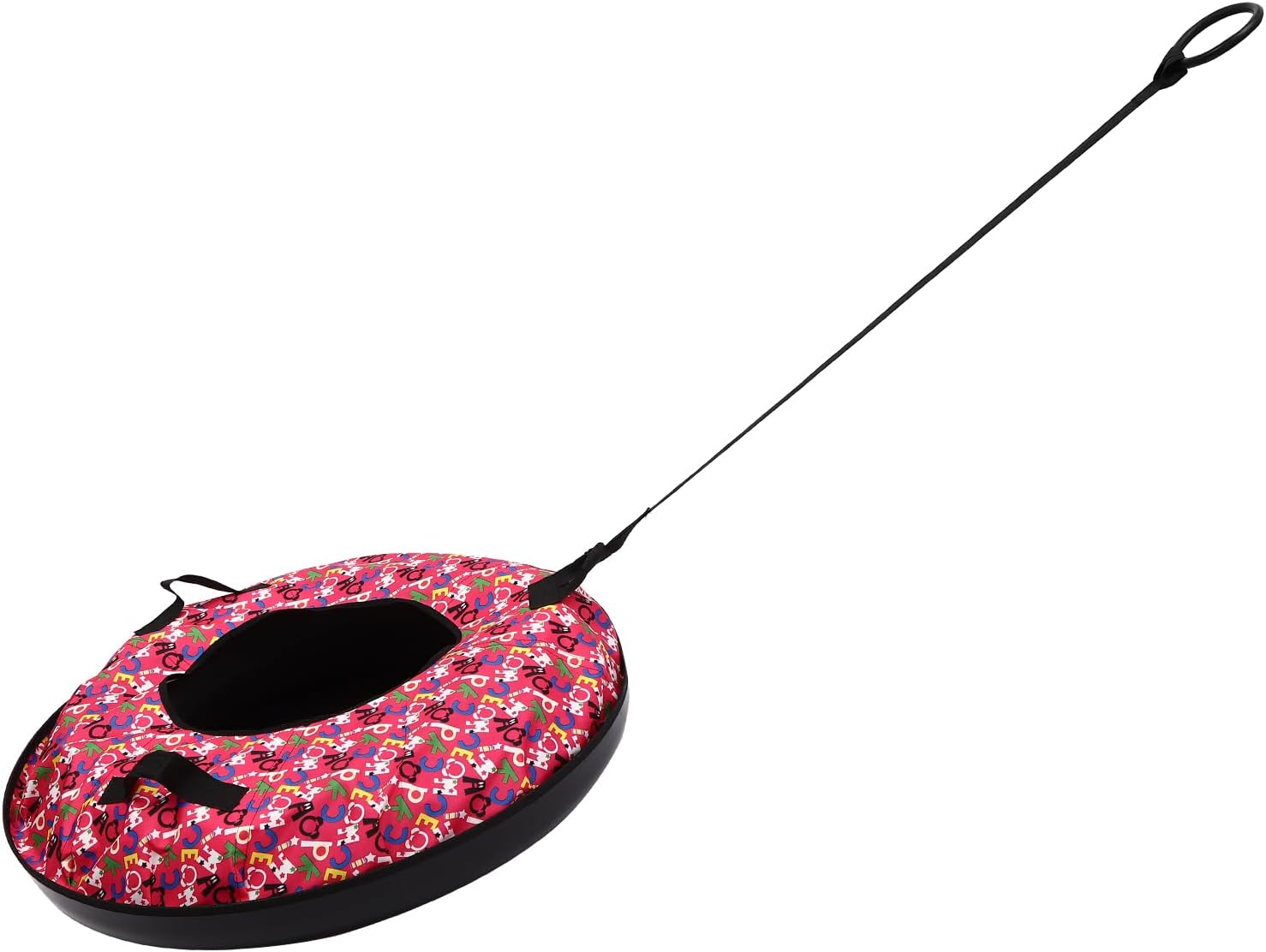Snow Tube Heavy Duty with a Hard Plastic Bottom,90cm Oxford Cloth Inflatable Sledding Tube, Snow Sleds for Kids and Adult, Inflatable Sled(Include Cushion)
