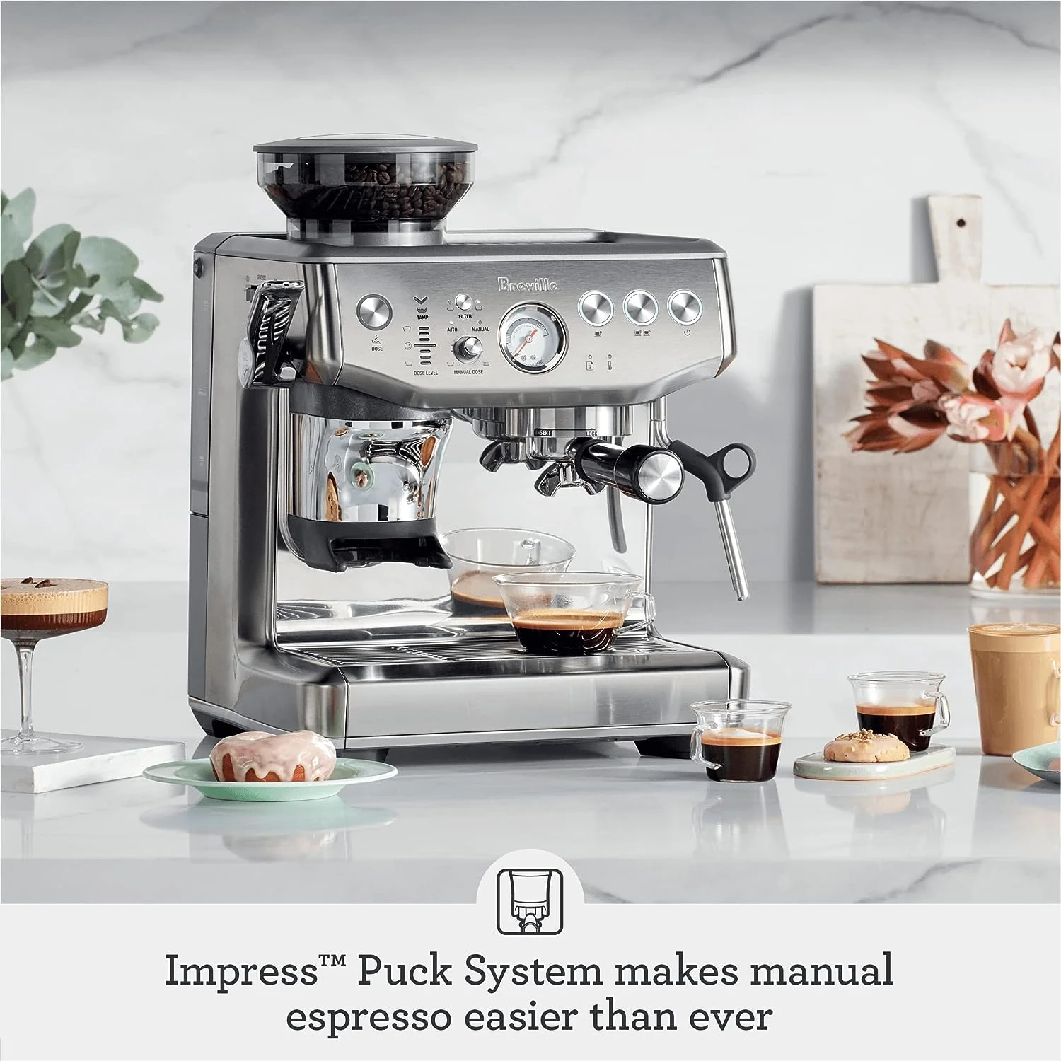 Breville Barista Express Impress Espresso Machine, 2 Liters - Stainless Steel