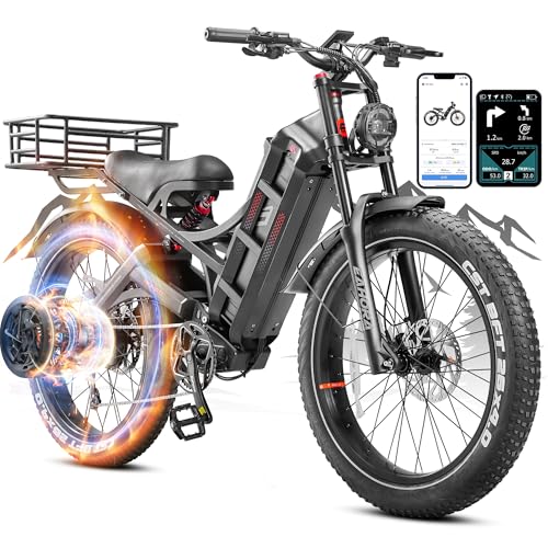 Romeo Ⅱ/Pro 2500/1200W Electric Bike for Adults 40/34Mph, 52/48V 60Ah Long Range Ebike 100-200Miles, 20 * 5.0"/26 * 4.0" Fat Tire Electric Mountain Bike Full Suspension, UL2849 Certified