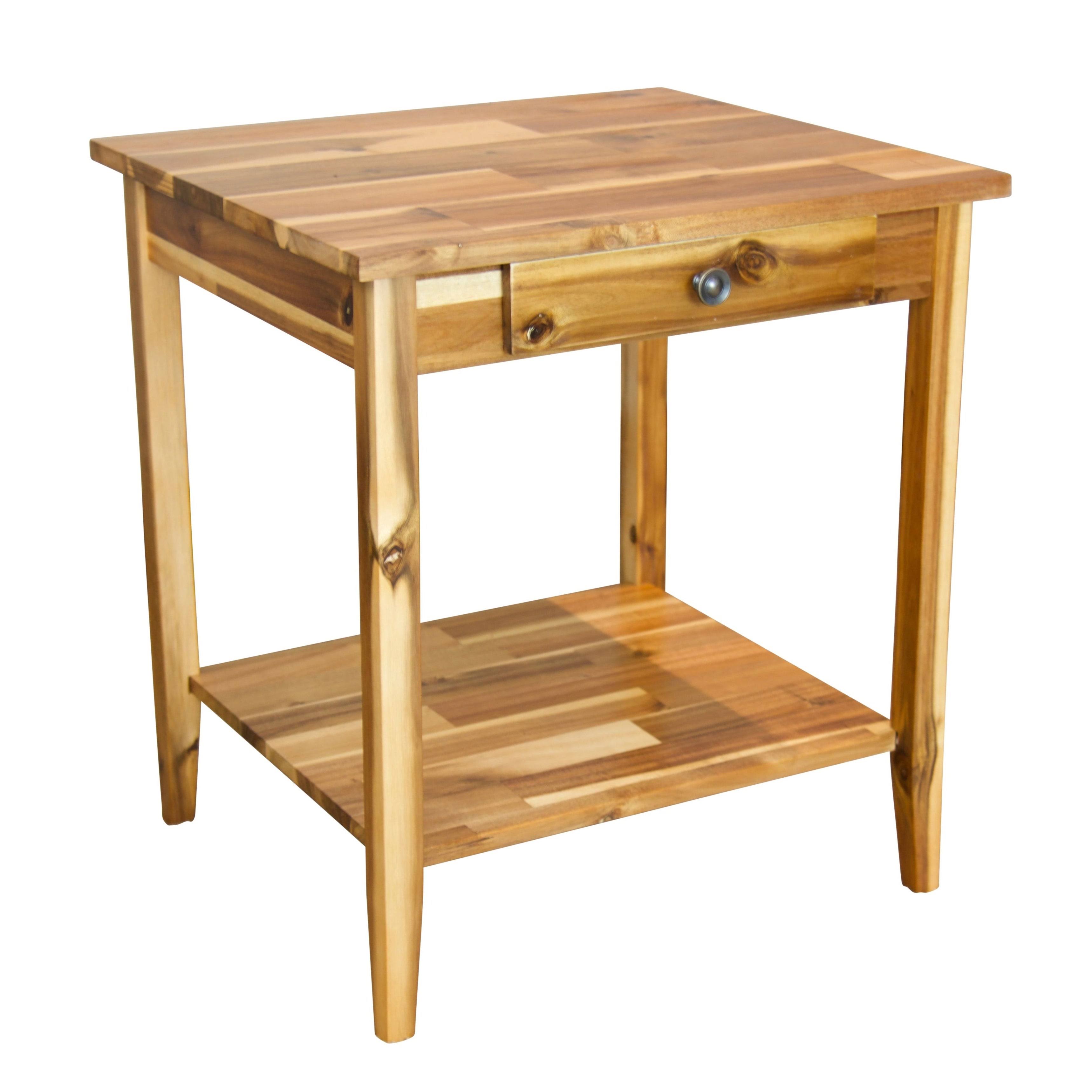 Porch u0026 Den Holly Hill Solid Acacia 1-Drawer End Table - Mahogany