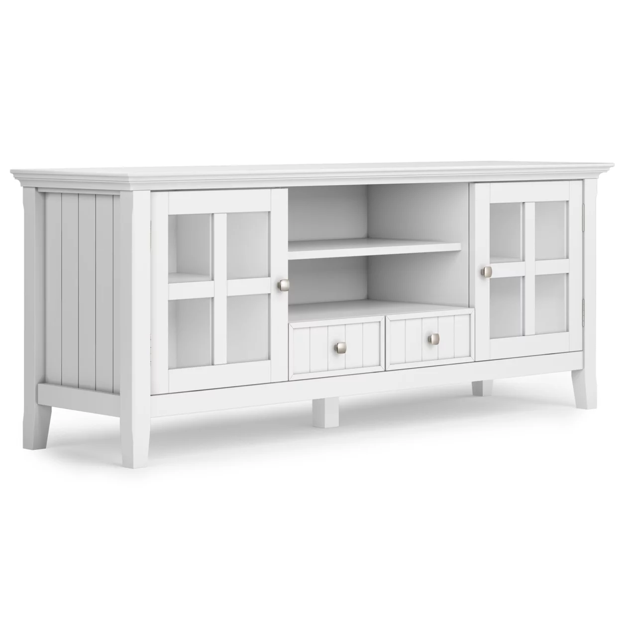 Acadian SOLID WOOD 60 inch Wide Transitional TV Media Stand in Light Golden Brown For TVs up to 65 inches
