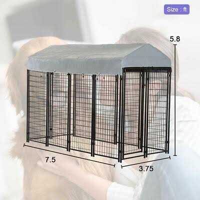 bestpet 8 x 4 x 6 ft dog kennel outdoor dog pen playpen house heavy duty dog crate metal galvanized welded pet animal camping - Pet Supplies online store