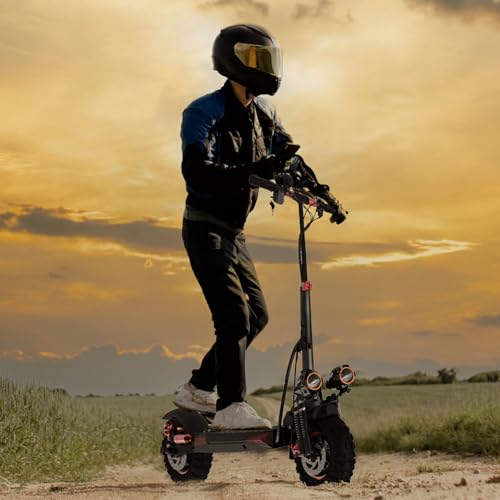 Off Road Electric Scooter Adults, 800/1200W Motor, 48V 15/18/21AH Battery, 11" All-Terrain Tires, Heavy Duty E-Scooter with Dual Suspension with Seat