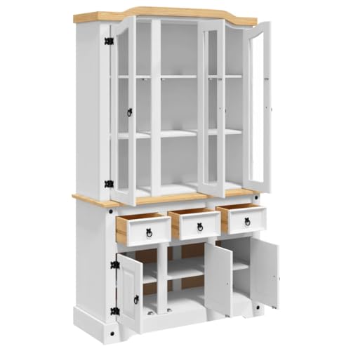 Highboard, Craft Cabinet Kitchen Storage Linen Cabinet Pantry Cabinet Suitable for Kitchens Small Spaces Bedroom Living Room, Corona Brown 44.1"x16.9"x77.2" Solid Wood Mexican Pine
