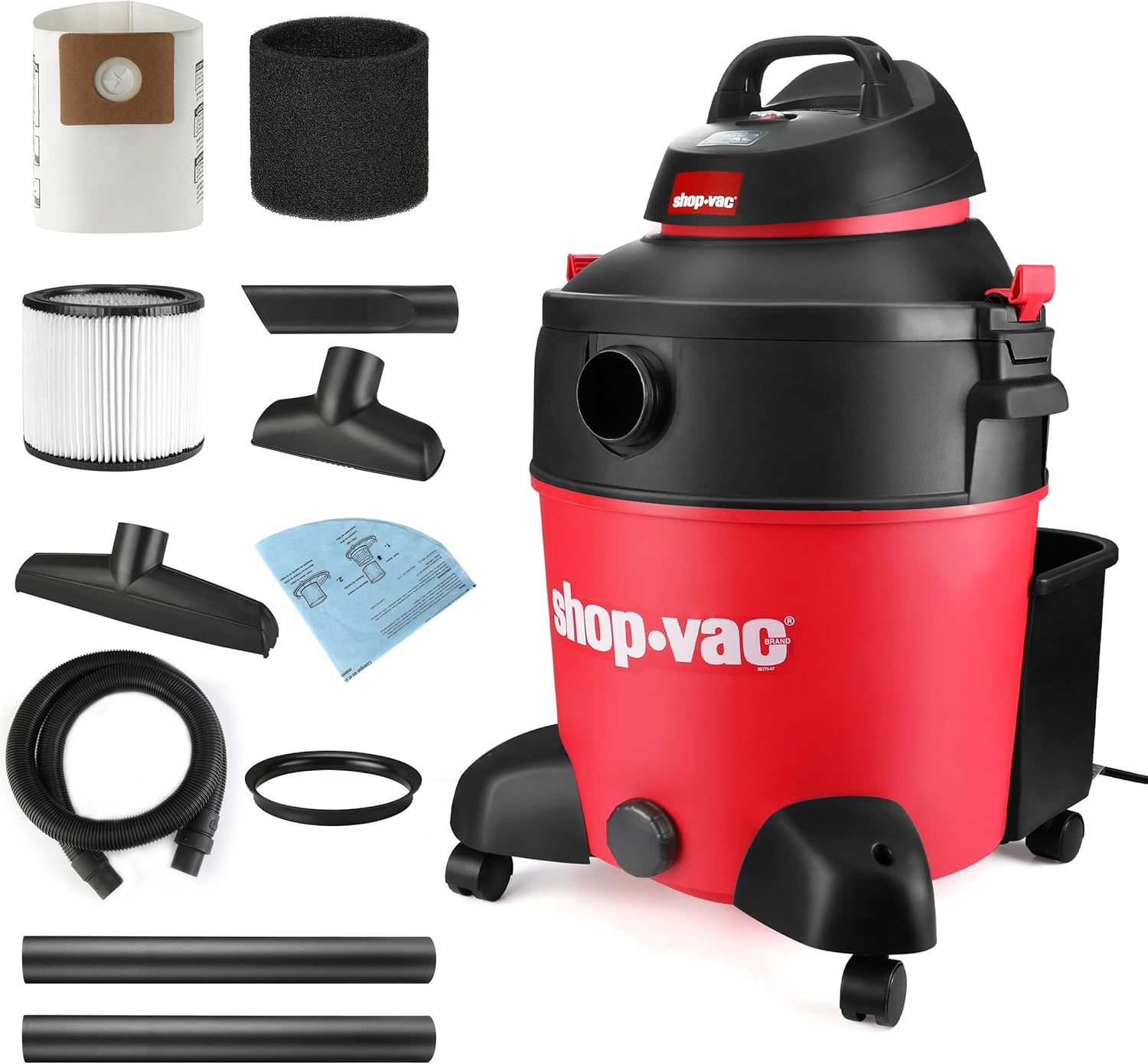 Shop-Vac 12 Gallon 5.5 Peak HP Wet/Dry Vacuum and Nozzle with LED Light