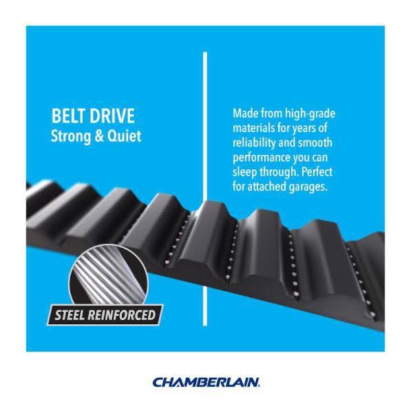 Chamberlain 1/2 HP Belt Drive Wi-Fi Smart Garage Door Opener with Battery Backup B373