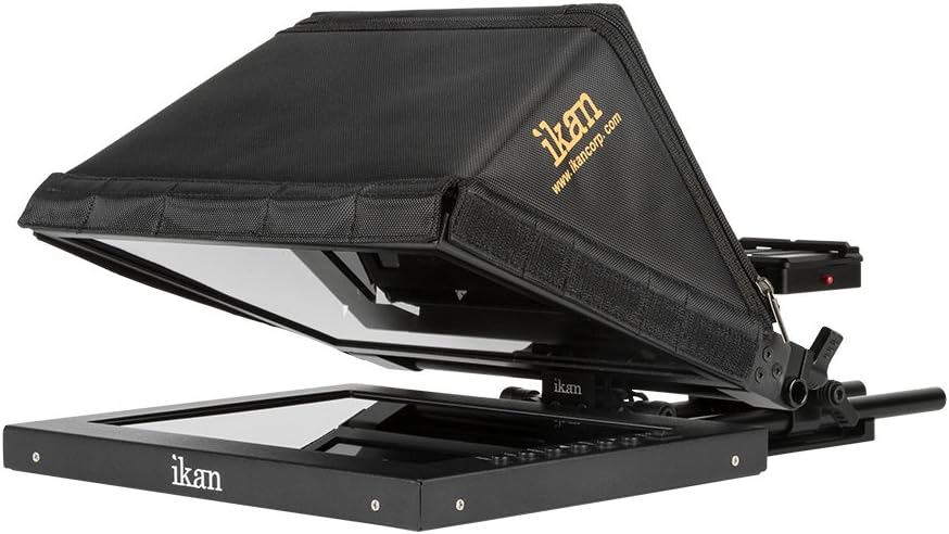 Ikan 12-inch Portable Teleprompter Kit, Adjustable Glass Frame, Easy to Assemble, Extreme Clarity (PT1200) - Black
