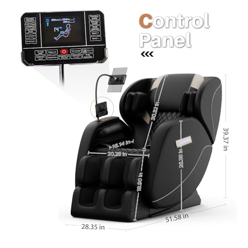 Massage Chair Full Body, Zero Gravity Massage Chair with Auto Modes, Airbag Massage, 6 Fix Point Rollers, Foot Massage, Heating, Touch Screen Controller, Gray Home Relaxation Recliner with Massage
