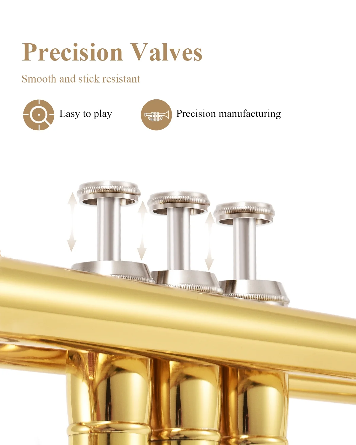 Eastar Trumpet Set for Students Beginner Bb Standard Brass Instrument School Band Gold, with Case