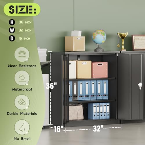 Incbruce 72” Metal Storage Cabinet, Garage Cabinets and Storage System with Doors and Shelves, Tall Lockable Tool Cabinet for Garage, Office, Home (Black)