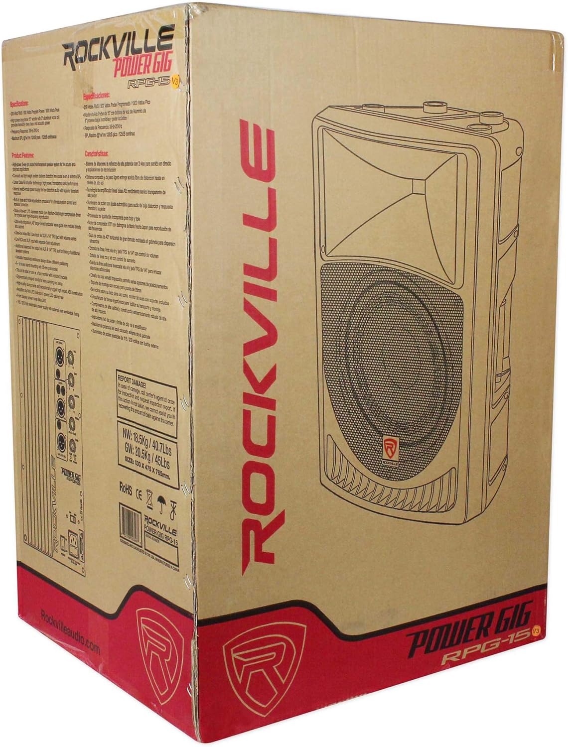 Rockville Pair Power Gig RPG15 15" Powered Active 2000 Watt 2-Way DJ PA Speakers