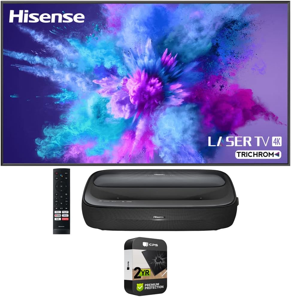 Hisense 100L9G 100" LASER TV TriChroma 4K Projector & DLT100B 1.0 Gain ALR Screen Bundle with 2 YR CPS Enhanced Protection Pack