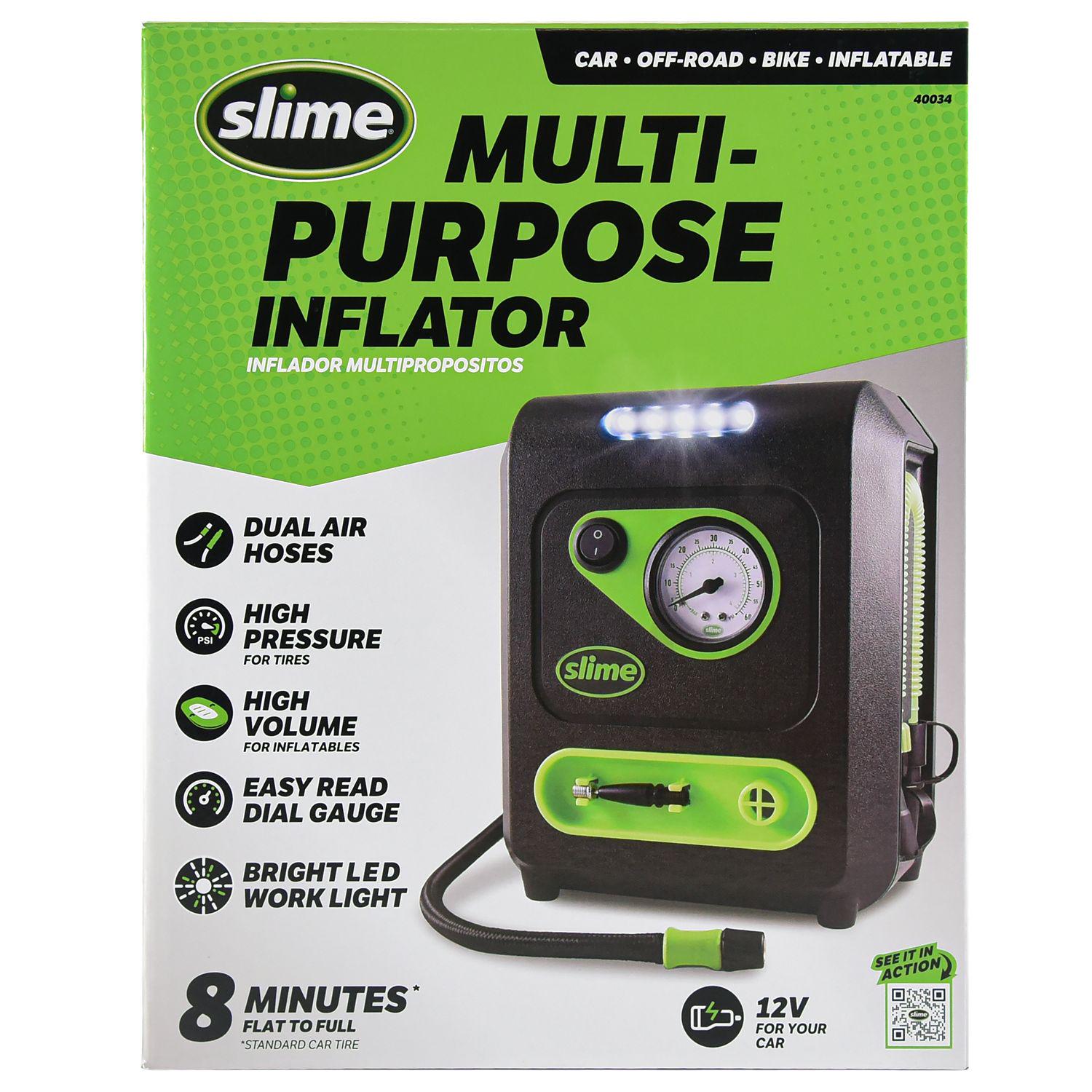 Slime 12V Multi-Purpose Inflator for Tires, Balls, Rafts and other Household Inflatables