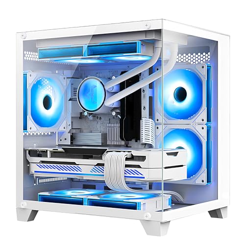 Panorama Gaming PC Desktop - AMD Ryzen 7 5700X 3.4 GHz, RTX 4070 Super 12G, 32GB DDR4 RAM 3200, 1TB M.2 PCIE SSD + 1TB SATA SSD, Windows 11 Pro 64-bit Desktop Computer, White