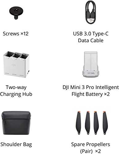 Genuine DJI Mini 3, 3 Pro Fly More Kit(Includes Two 2453mAh Intelligent Flight Batteries, Two-Way Charging Hub, Shoulder Bag, Propeller 2-Pairs)