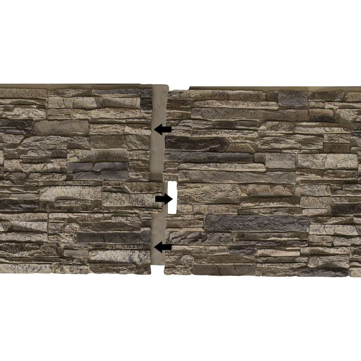 Ekena Millwork 48 in. x 24 in. Acadia Ledge Stacked Stone Stonewall Faux Stone Siding Panel, Colfax