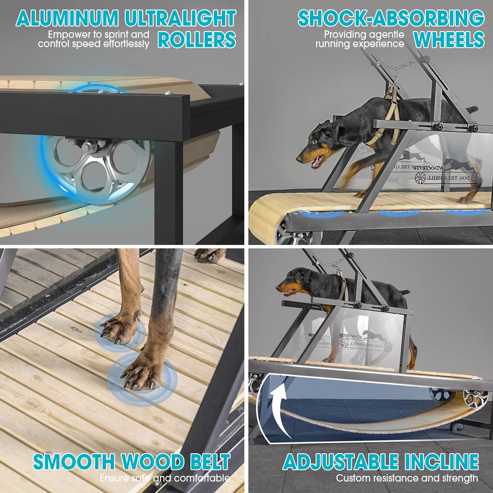 Syedee Dog Treadmill for Large Dogs, Dog Slatmill for Healthy & Fit Dog Life, Dog Treadmill for Indoor & Outdoor. Dog Treadmill for Dogs up to 250 lb