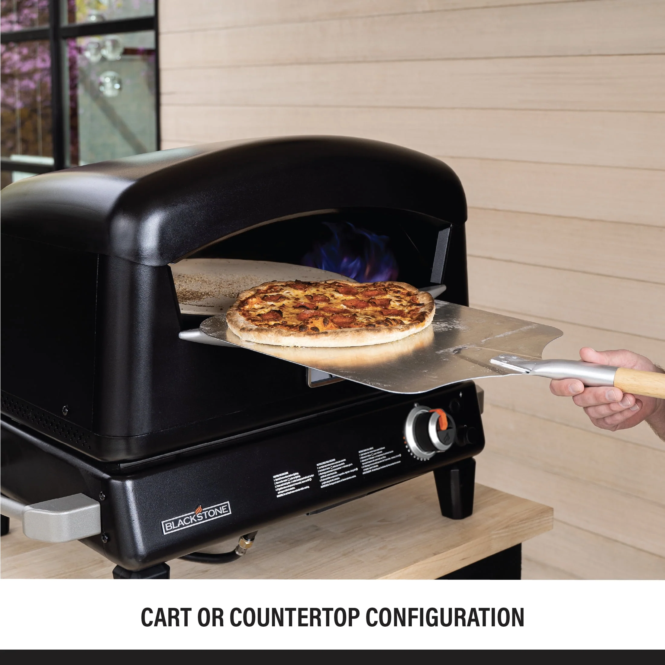 Blackstone Propane Pizza Oven with 16 Rotating Cordierite Stone and Mobile Stand