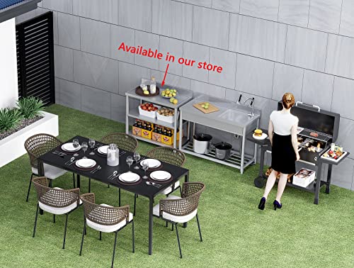 Free Standing Stainless-Steel Single Bowl Commercial Restaurant Kitchen Sink Set w/Faucet, Prep & Utility Washing Hand Basin w/Storage Shelve, laundry tub for Indoor Outdoor (22in)