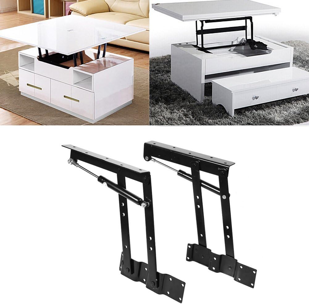 1 Pair Folding Lift up Top Furniture Hinge, Practical Lift Up Coffee Table Mechanism Hardware Fitting Hinge, Spring Standing Desk Frame