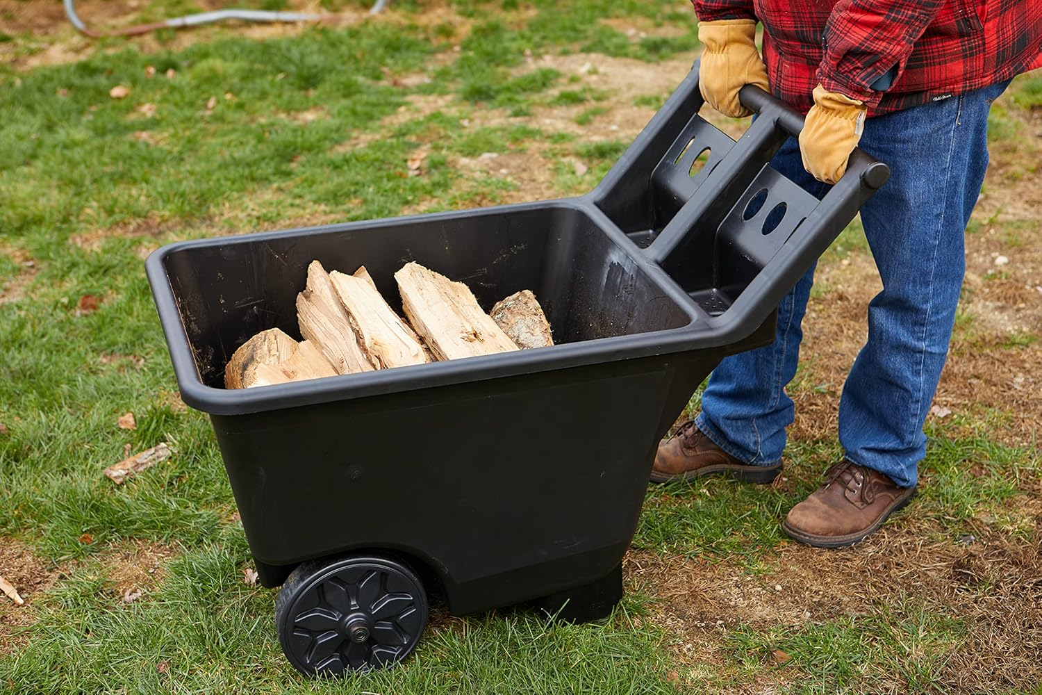 Mighty Tuff Yard Cart, Heavy Duty Wheeled Large Capacity Cart, 4.5 Cubic Feet, 200-pound Capacity Black