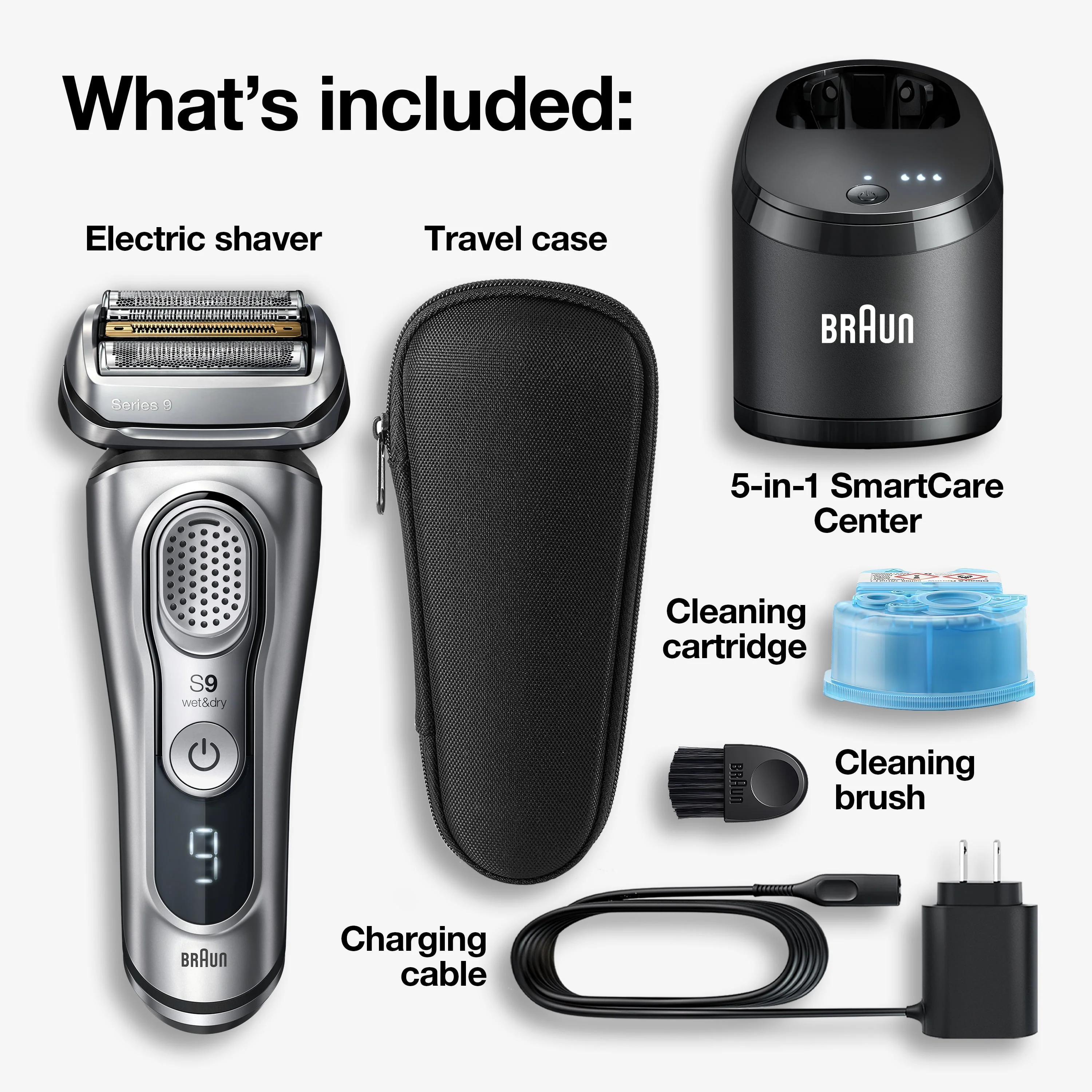 Braun Series 9 9370cc Rechargeable Wet Dry Men's Electric Shaver with Clean Station
