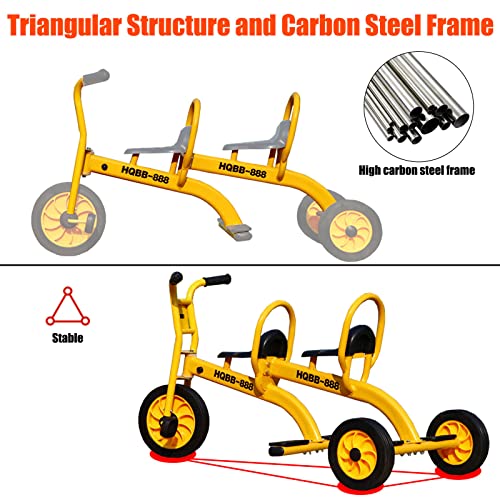 Kids Tricycle for Riders Ages 3+,Preschool Daycare Playground Kids Tricycle with Passenger Seat,Big Kids Tandem Trike with Inflation-Free Rubber Wheels,Kids Outdoor Play Equipment